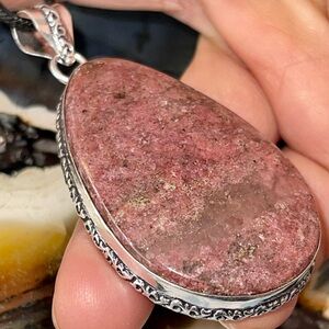 Chunky Rhodonite Pendant 2 7/8”